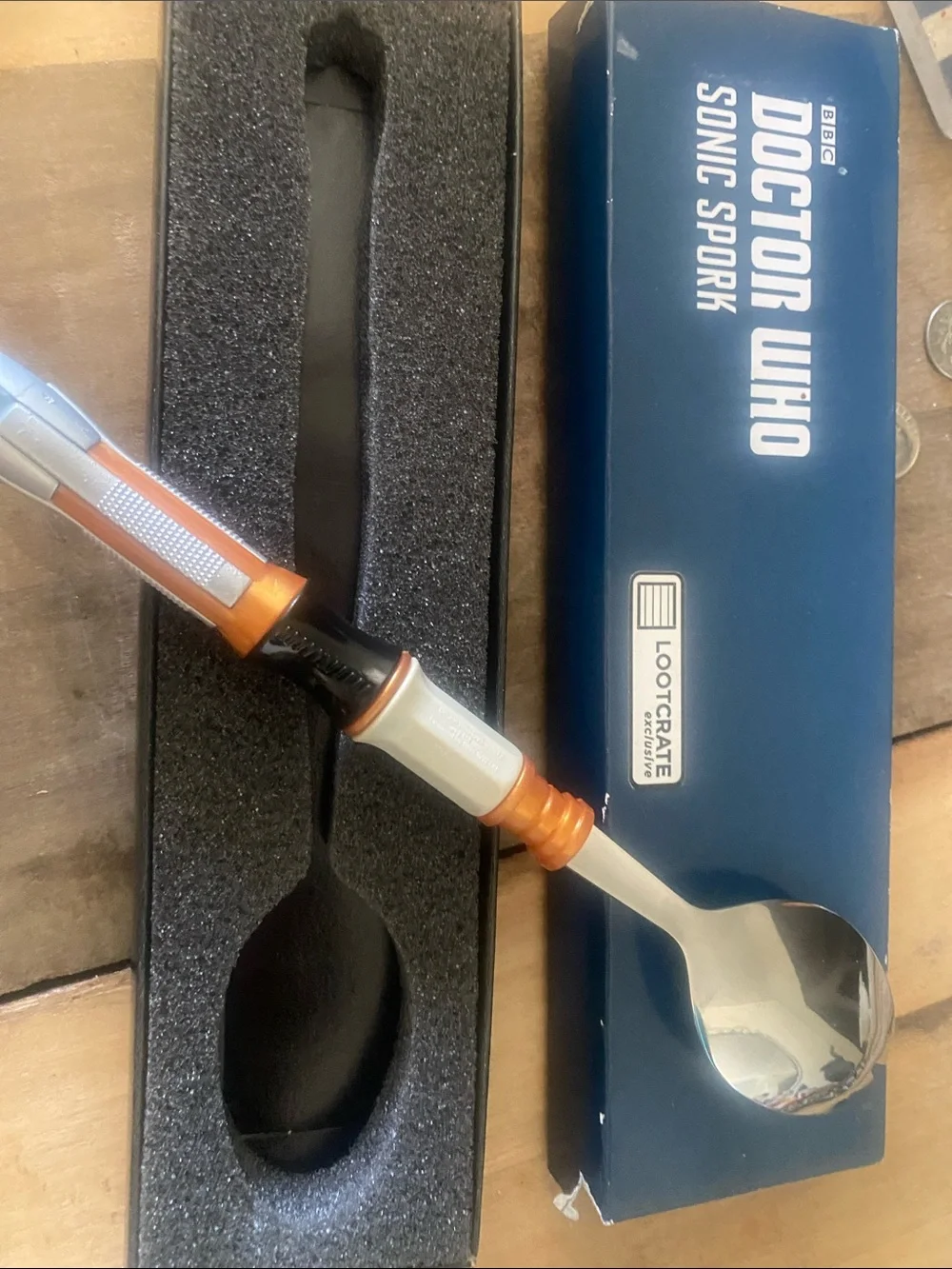 Loot Crate Doctor Who Sonic Spork — Orange, White, Black, Silver, Green